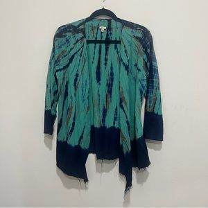 Reba Womens Carigan Size XL Tie Dye Blue Green